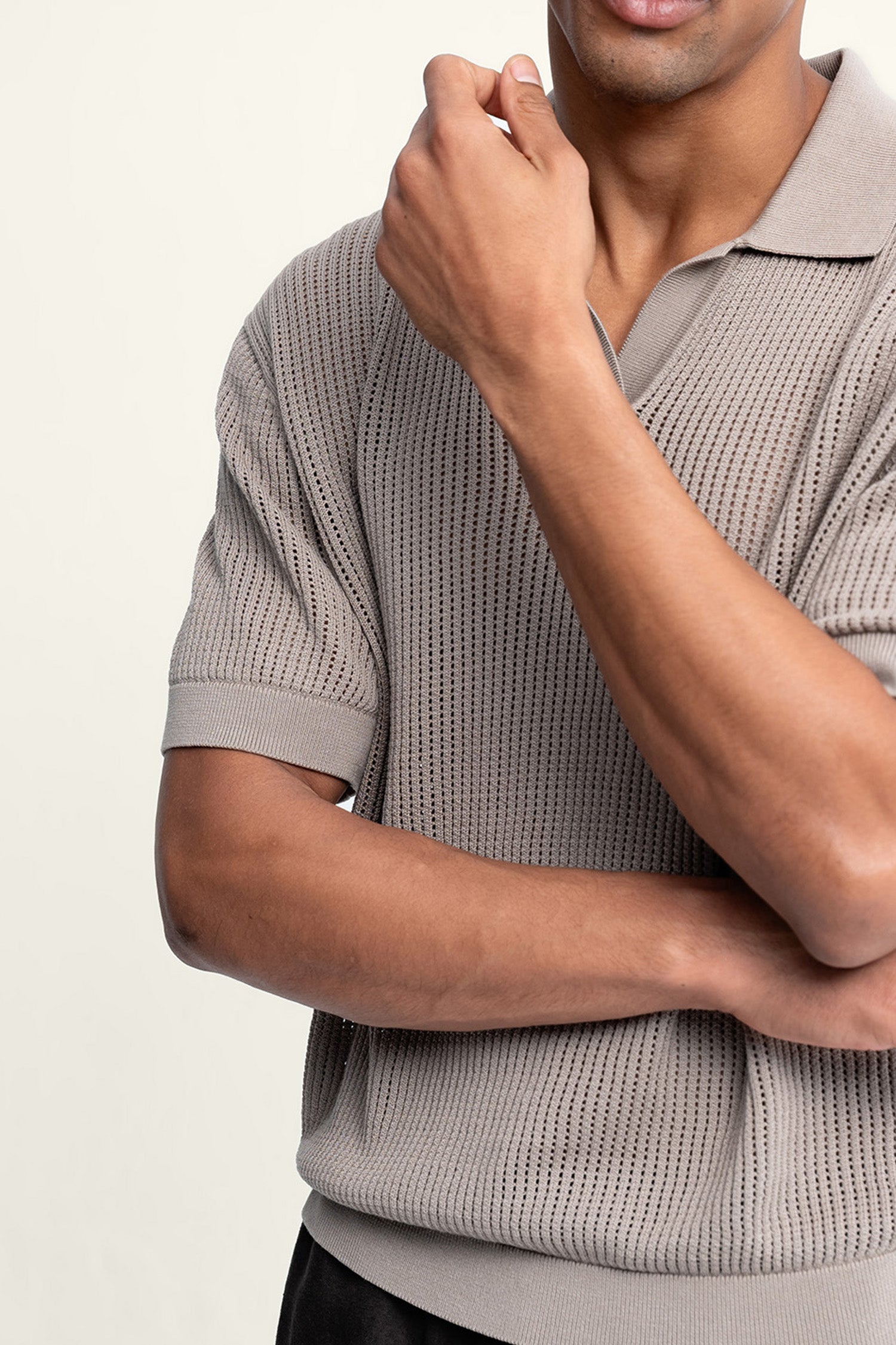 Knit Mesh Polo in Pumice – AUTO-REPLY™