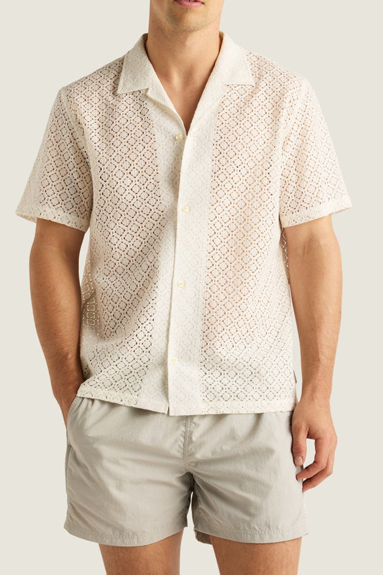 SHORT SLEEVE CAMP COLLARED SHIRT AZURE ALLURE